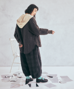 コットンウールグレンチェック　バルーンパンツ